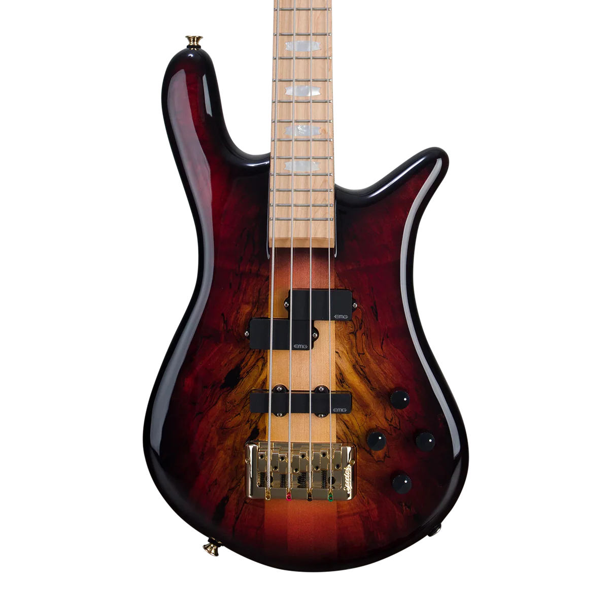 CHUCKSCLUSIVE Spector Euro 4 LT Spalted Maple Bass Guitar - Fire Red Burst