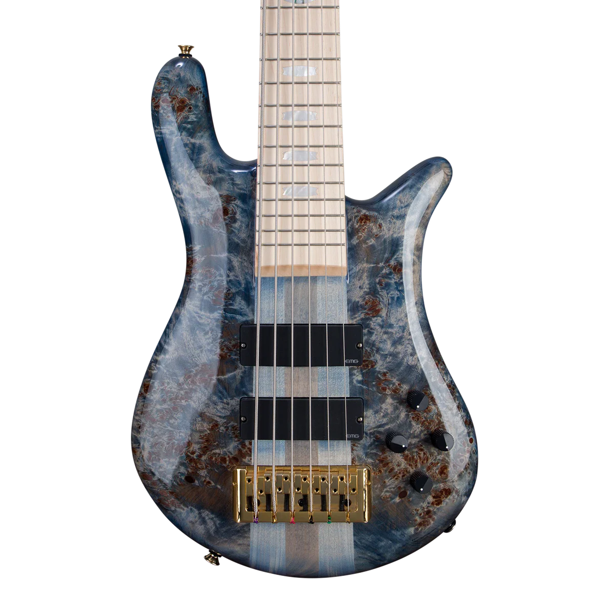 CHUCKSCLUSIVE Spector Euro 6 LT Poplar Burl Bass Guitar - Faded Light Blue