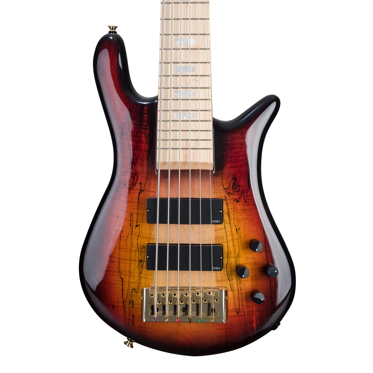 CHUCKSCLUSIVE Spector Euro 6 LT Spalted Maple Bass Guitar - Fire Red Burst